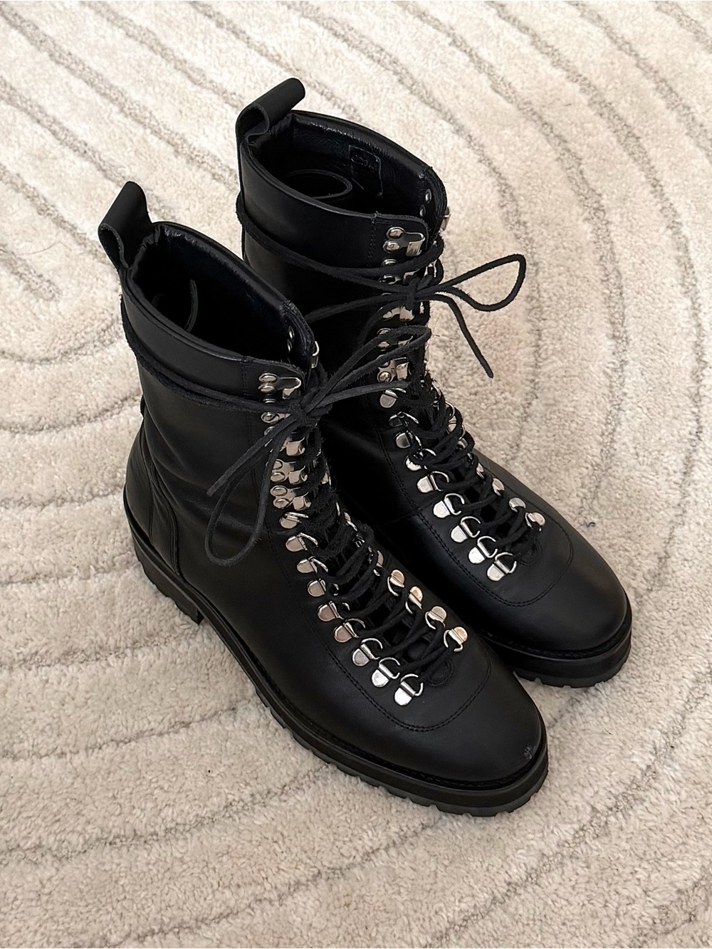 The Kooples Black Leather Combat Boots
